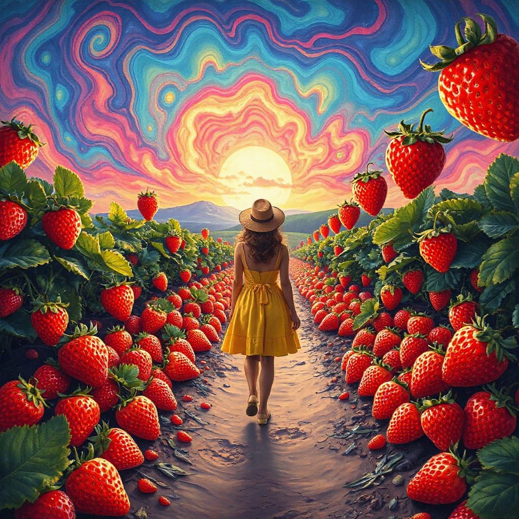 Surreal Strawberry Fields Ephemeral Dreamscapes