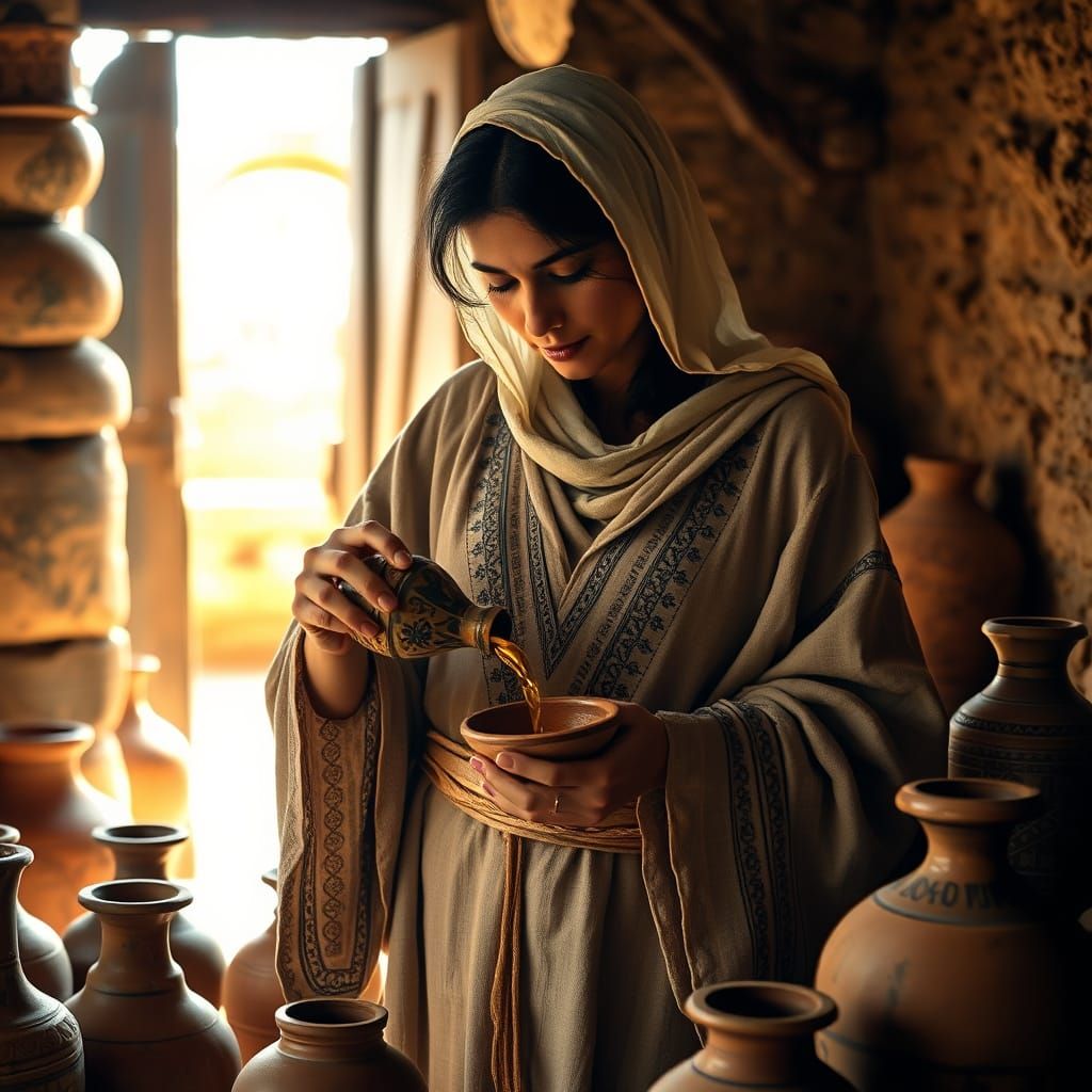 Ancient Israelite Woman in Golden Light