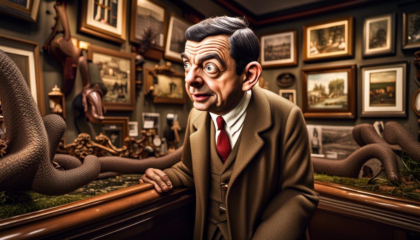 Hyperrealistic Mr. Bean Museum Interior in HDR