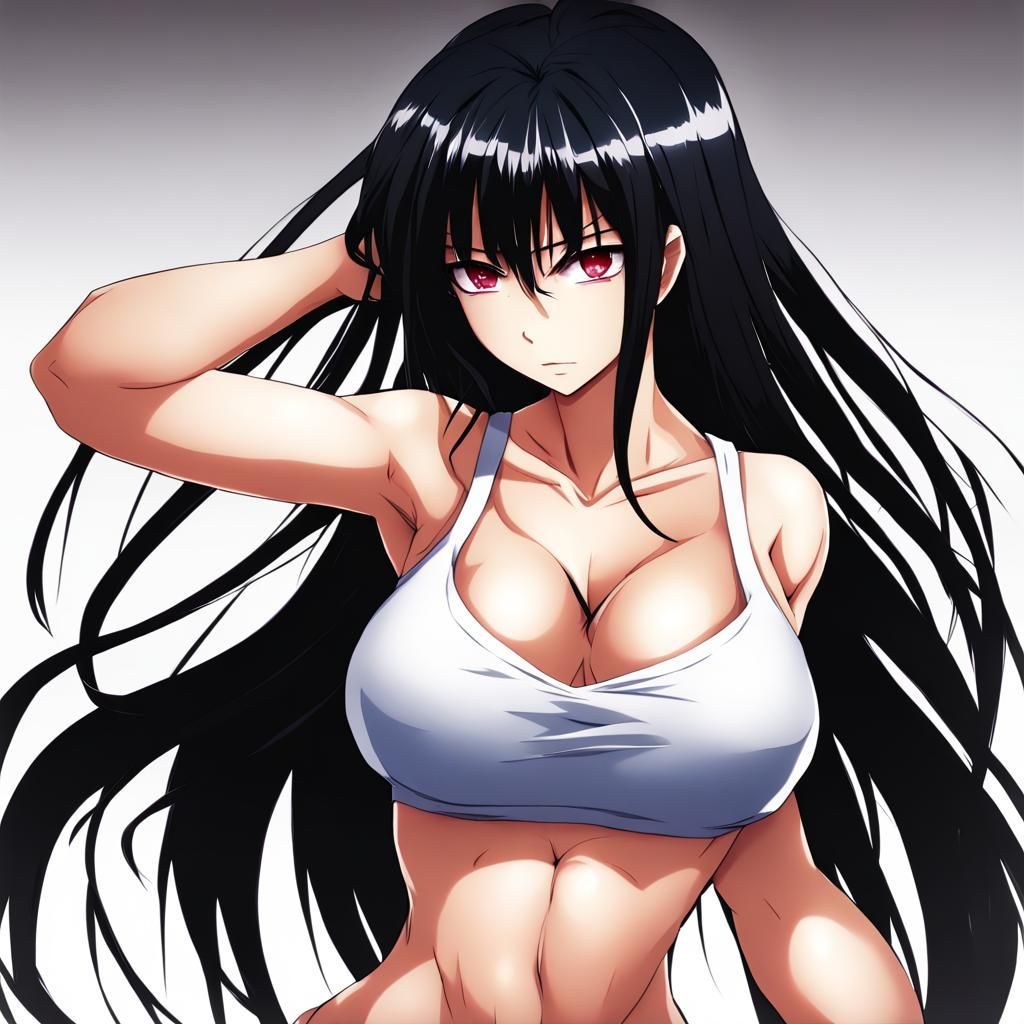 Anime Girl with Black Hair in Manga Style