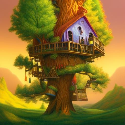 Surreal Treehouse Art: Vladimir Kush Style