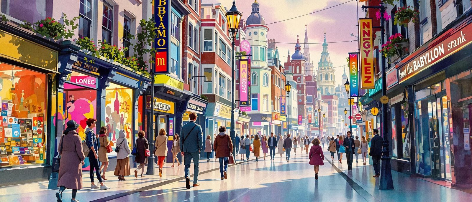 Dreamy London Streets in Watercolour Style