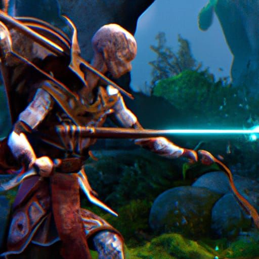 Elf Monk with Longsword: Dark Fantasy Concept Art