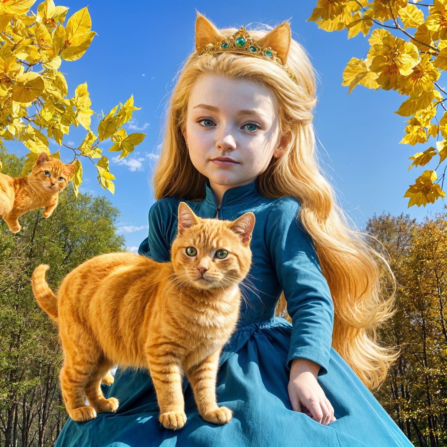 Princess with Cat in Digital Portrait