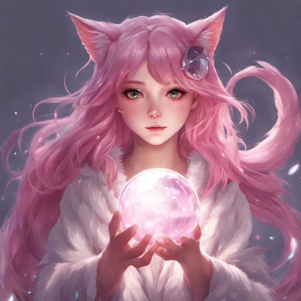 Anime Girl with Crystal Ball, Mystical Valkyrie Art