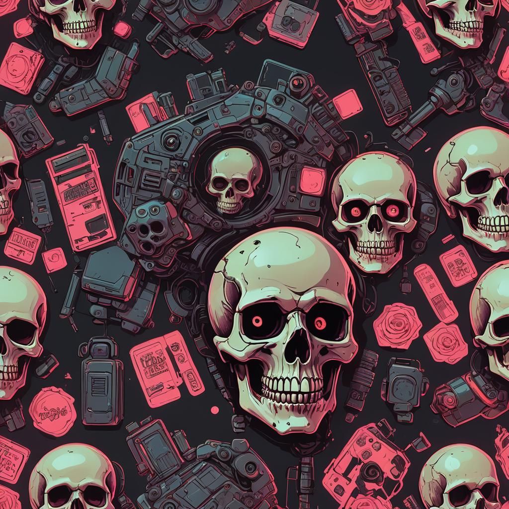 Cyberpunk Betty Boop Skull Still Life