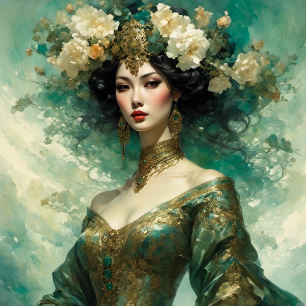 Orchid Dress: A Fantasy Woman in Watercolor