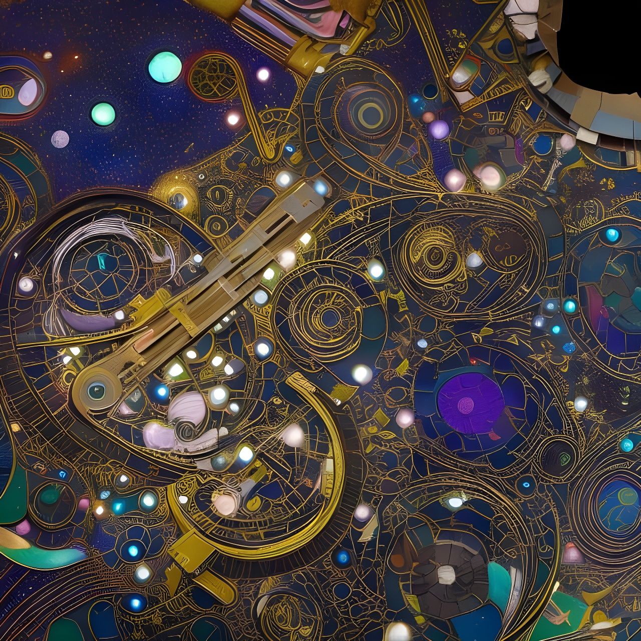 Moonlit Motherboard in Art Nouveau Rococo Style