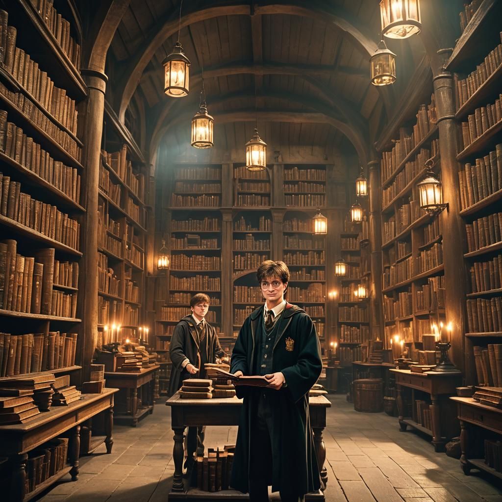 Harry Potter in Hogwarts Classroom with Art Deco Style