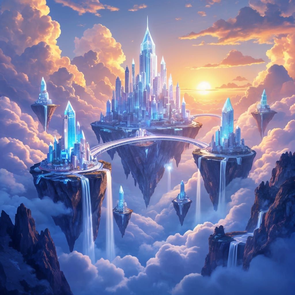 crystal city on floating islands