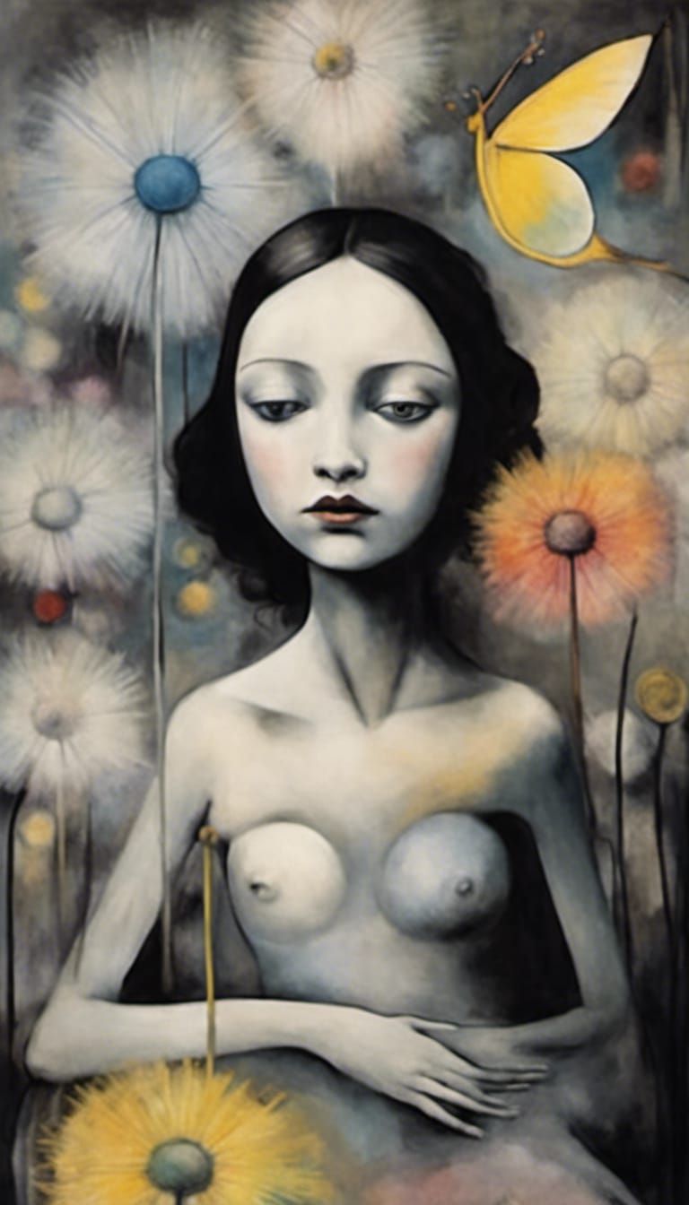 Dandelion Dreamscape: Surreal Fairies in Flight