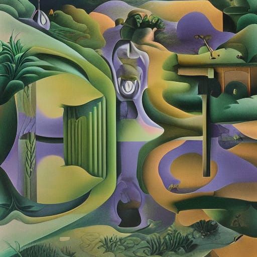 Surrealistic Escher-Inspired Landscape with Impossible Geome...