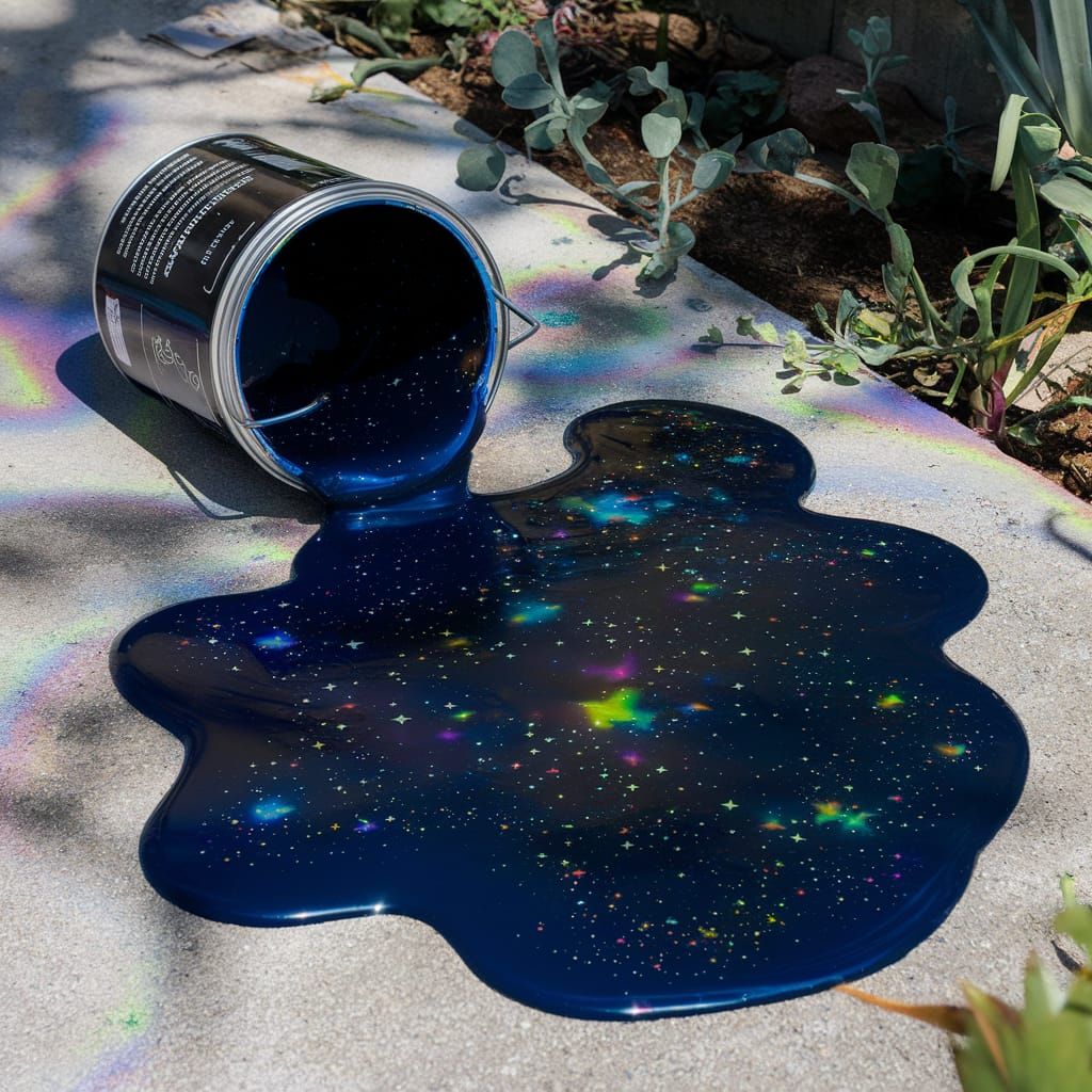 Spilled Starry Night Paint Can Photo
