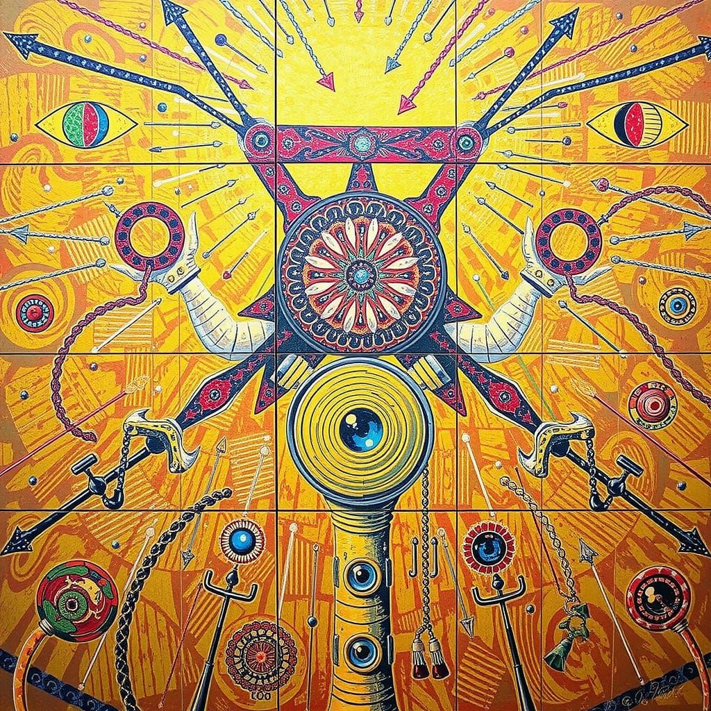 Vibrant Surrealist Masterpiece in Deep, Dark Colors