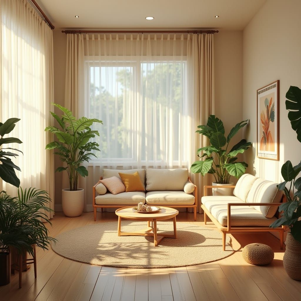 Surreal Minimalist Sanctuary in Soft Beige and Cream