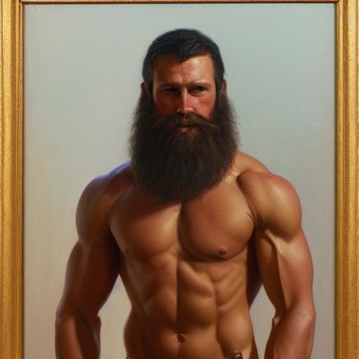 Muscular Man Portrait Inspired by Oil Painting Techniques