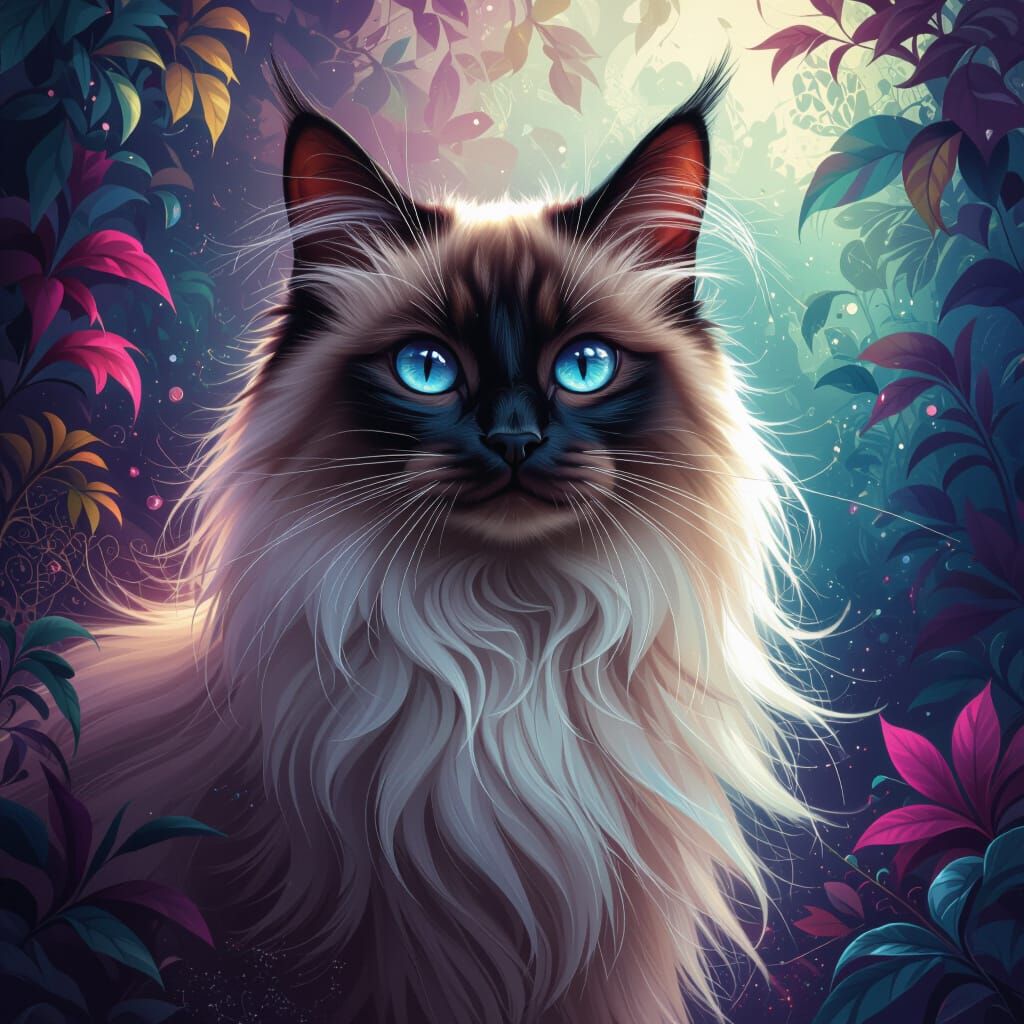 Majestic Siamese Cat in Fantastical Splash Screen