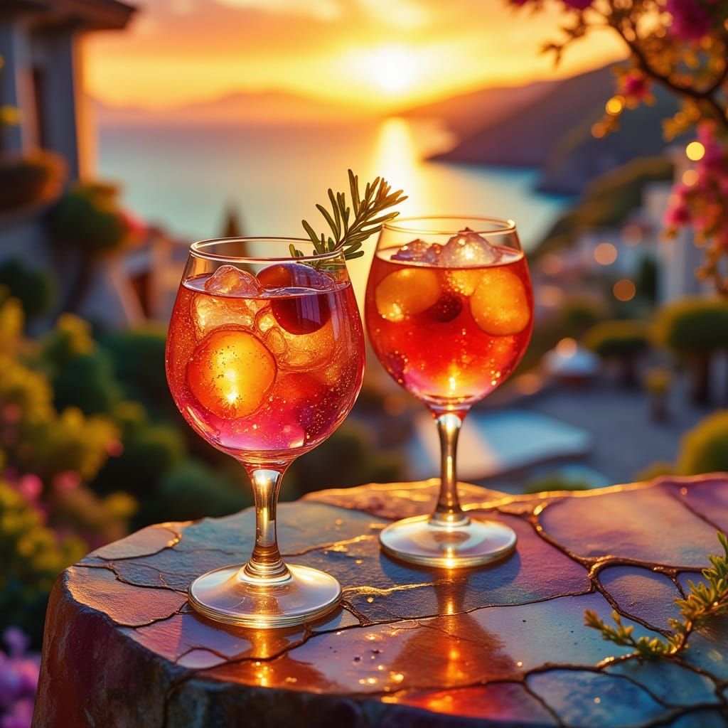Sunset Vignette of two cocktail glasses