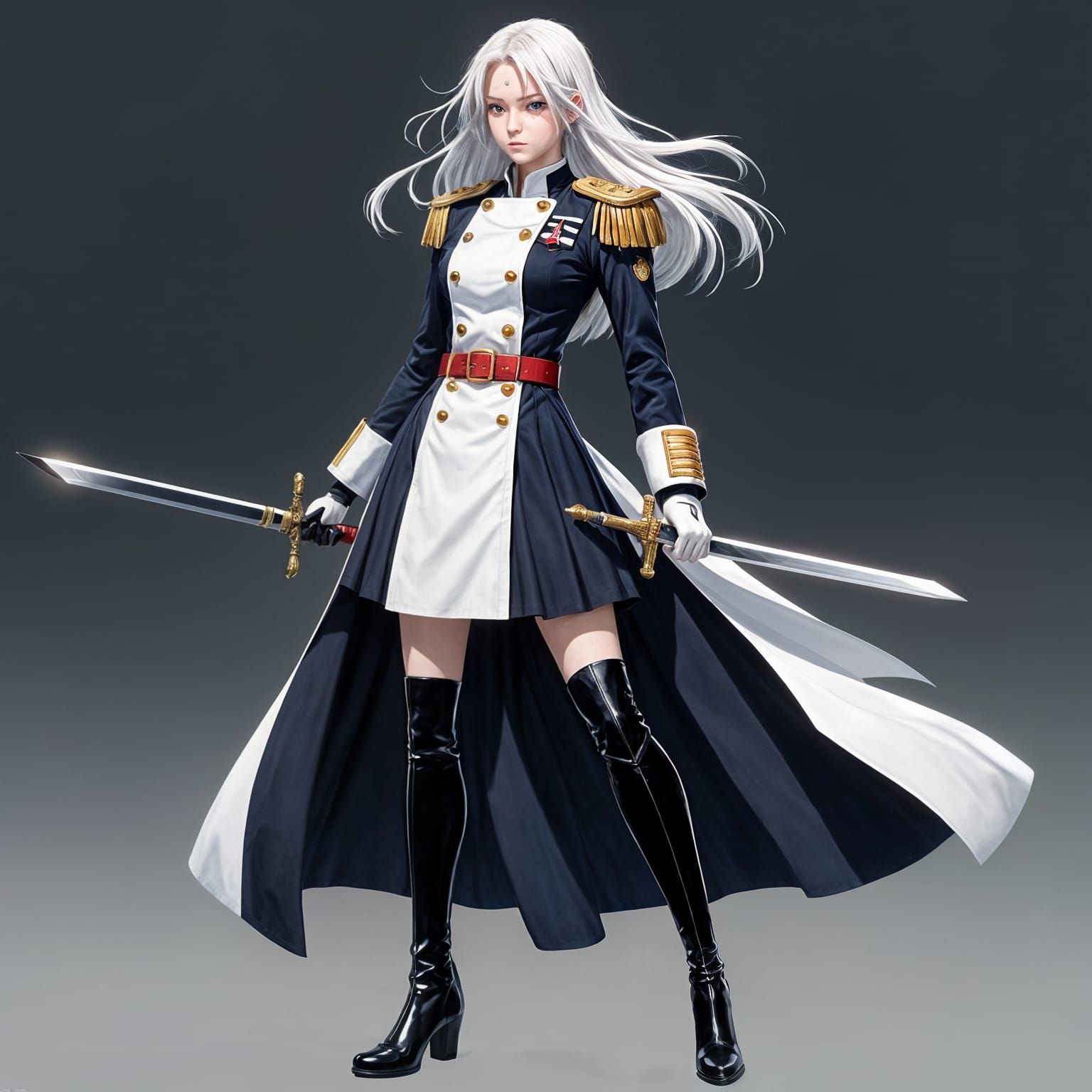Anime Female Admiral With White Hair And Red Eyes