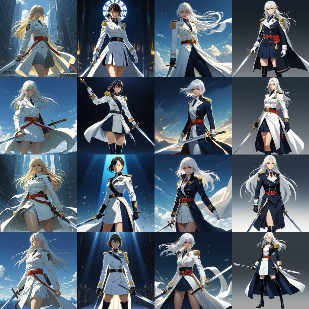 Anime Female Admiral with White Hair and Red Eyes