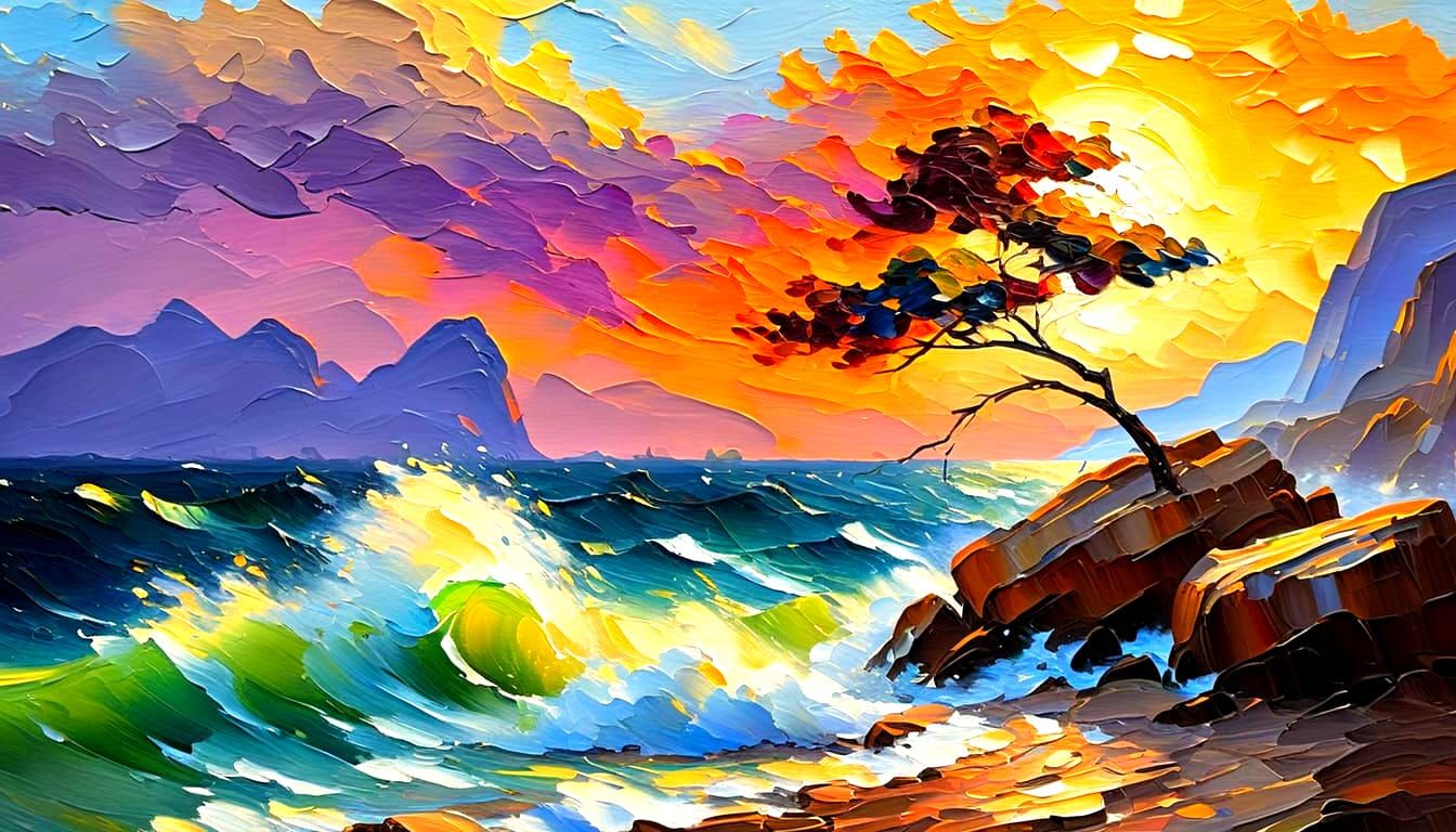 Dramatic Seascape in Romantic Style