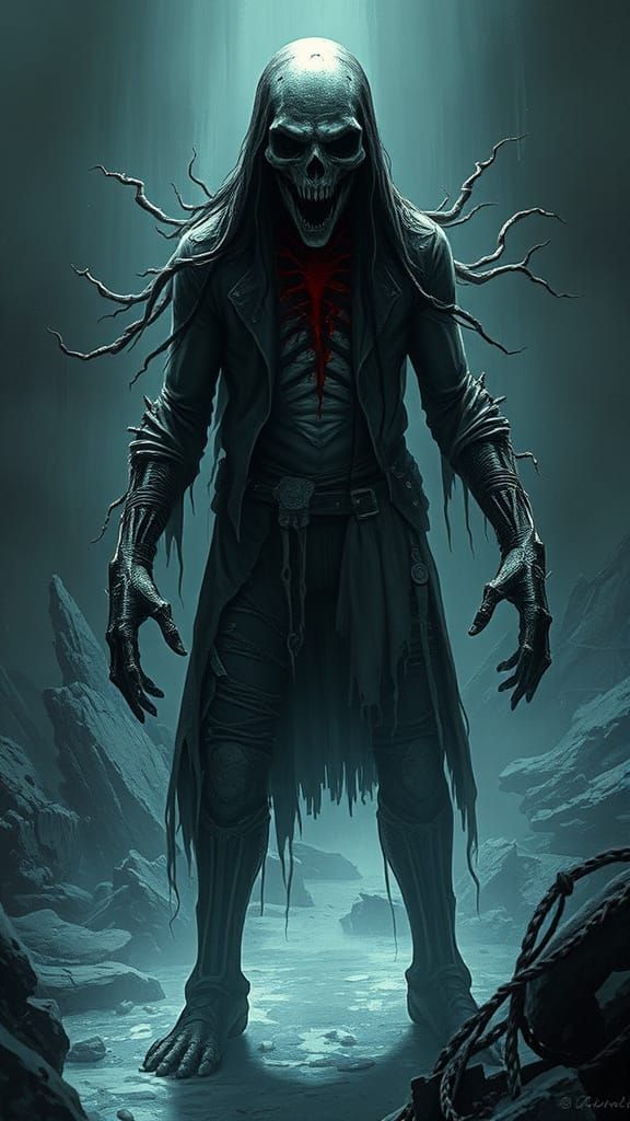 Figure Frozen in Terror: Gothic Biomechanical Art