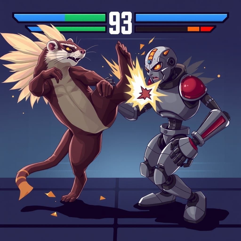 Ferret Fly Kick: 2D Fight Scene