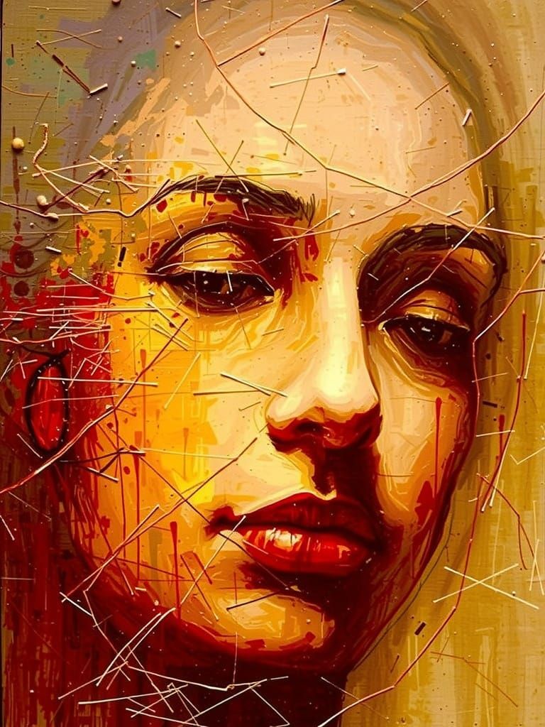 Contemplative Woman in Softly Lit Brushwork