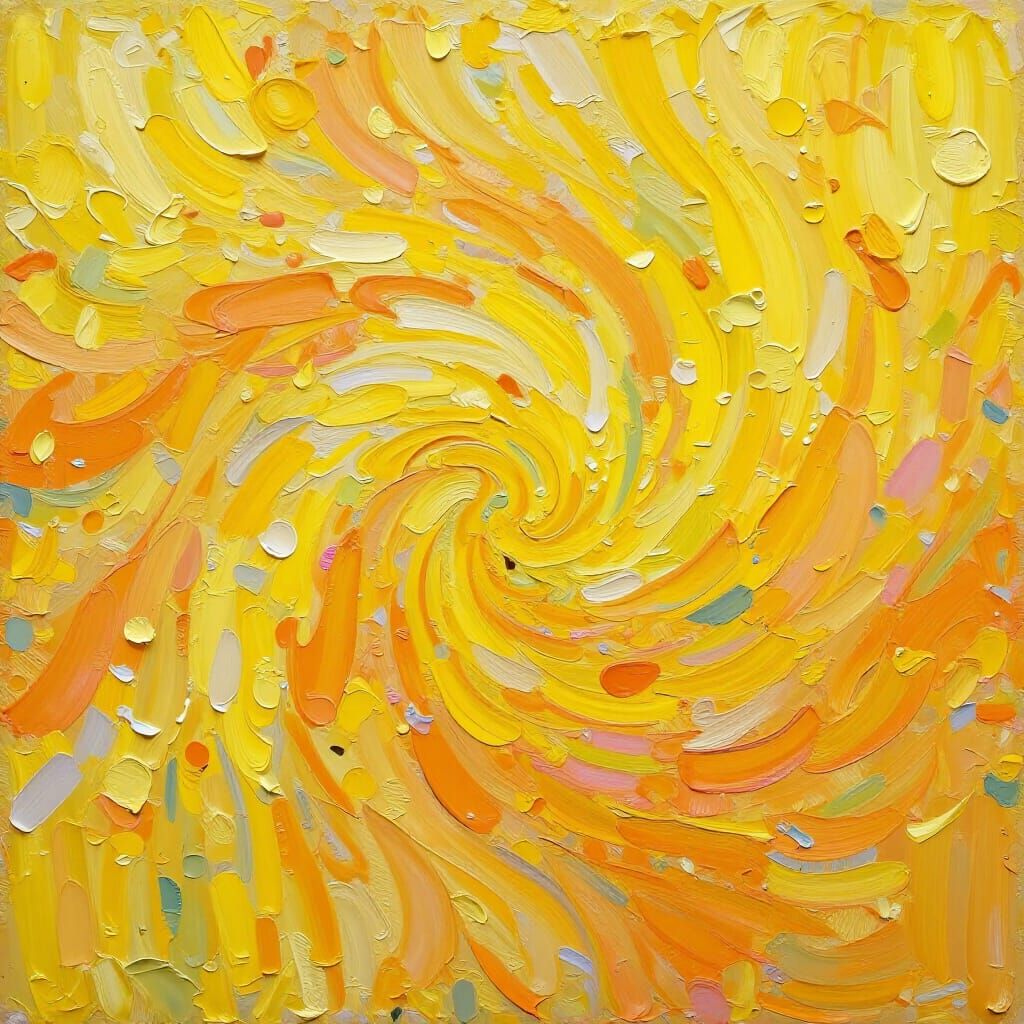 Vibrant Yellow Abstract Composition in Impasto Style