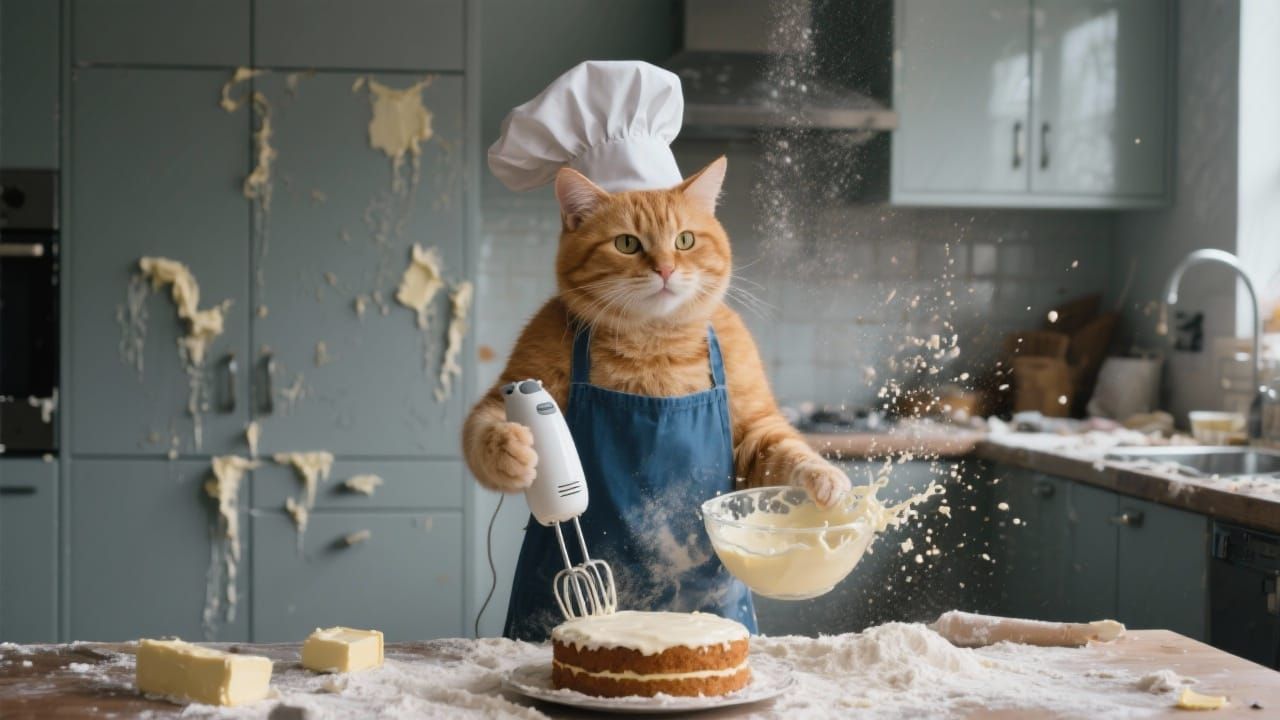 A cat in the kitchen - Chaos