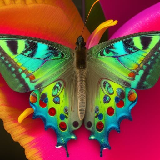 Star-Studded Butterfly on Hibiscus, Detailed Ultra HD Photo