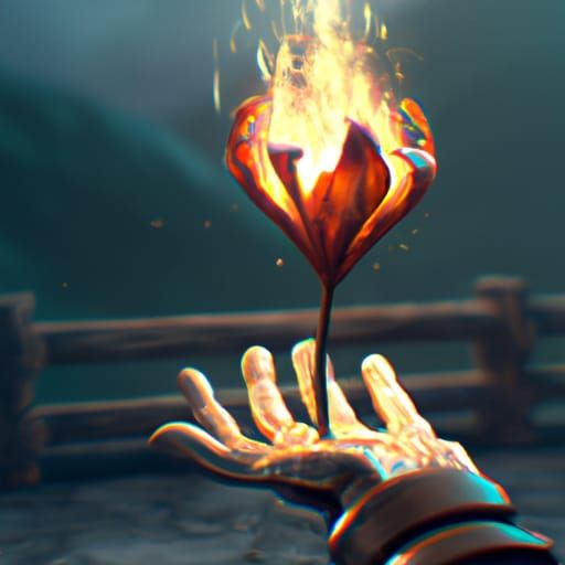 Flower Held to Flame: Dark Fantasy Concept Art