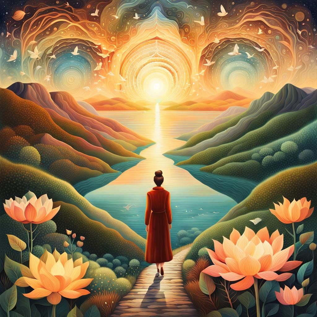 Ethereal Sunset Landscape Inspires Self-Improvement and Pers...