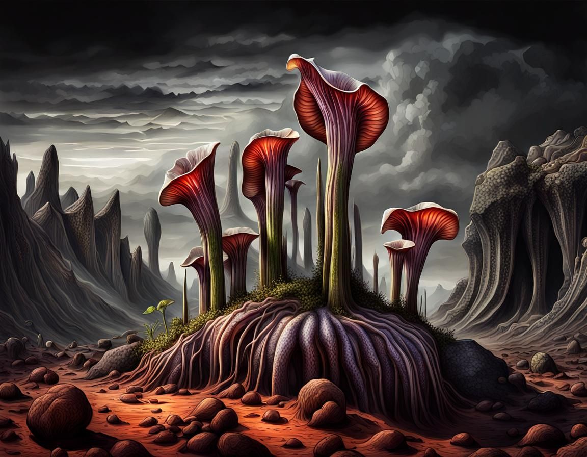 Corpse Flower Digital Art in Giger Style