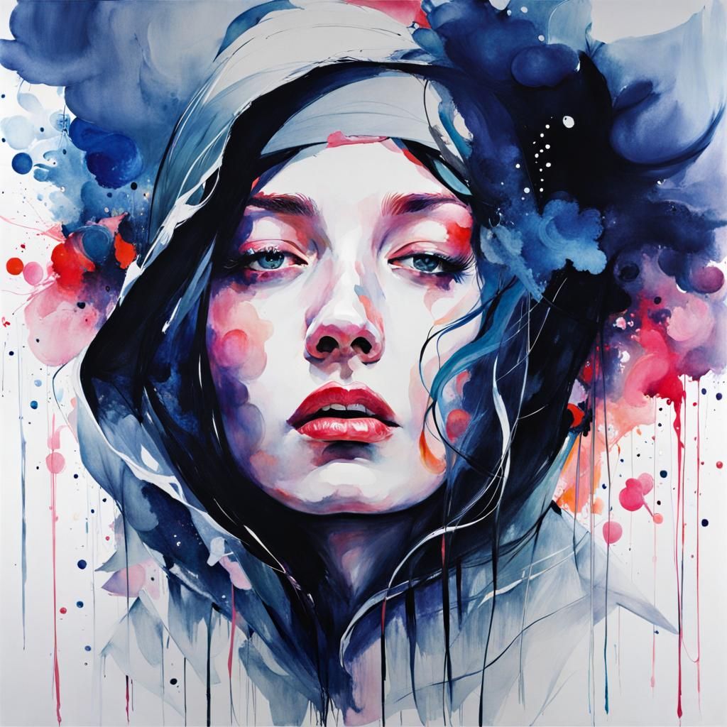 Expressive Watercolor Portrait of a Woman