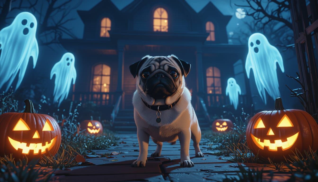 Pug in Haunted House: 3D Game Cinematic