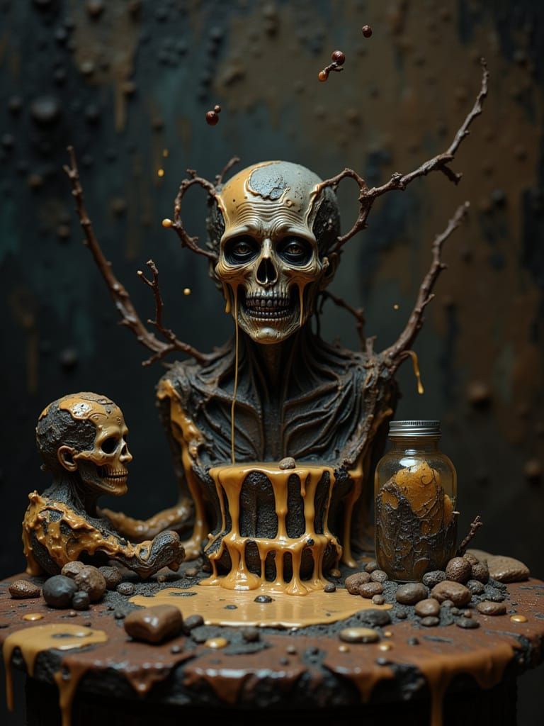 Melting Wax Academia Scene in Dark Fantasy Style