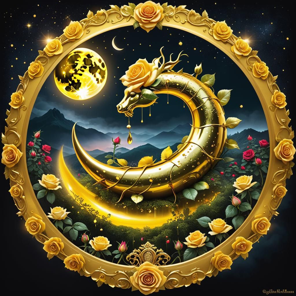 Golden Rose Dreamland: A Mythical Rose Serpent's Realm