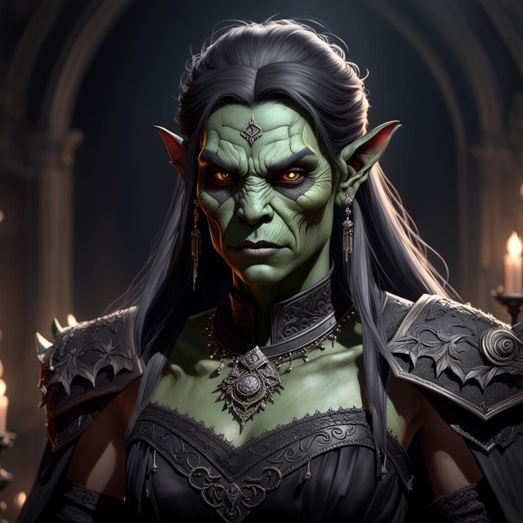Gothic Orc Bride in Hyperdetailed Portrait