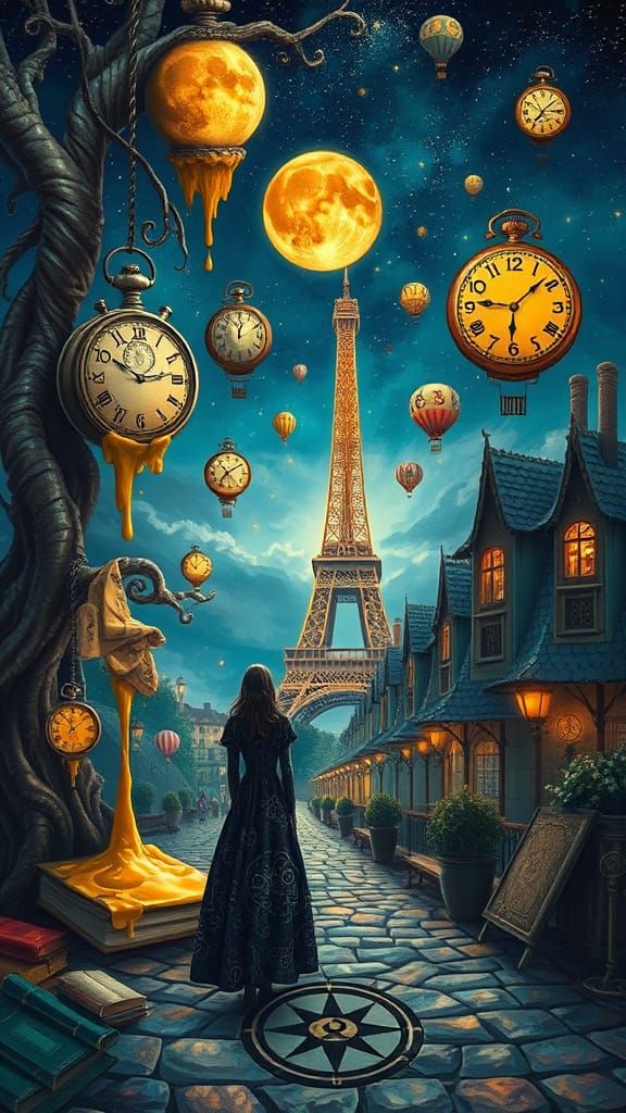 Dreamlike Landscape with Melting Clocks and Twisted Trees in...