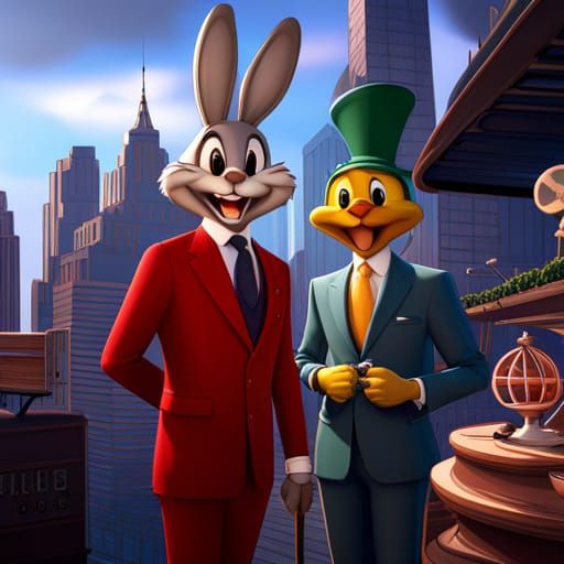 Bugs Bunny and Tweety Bird in Suits