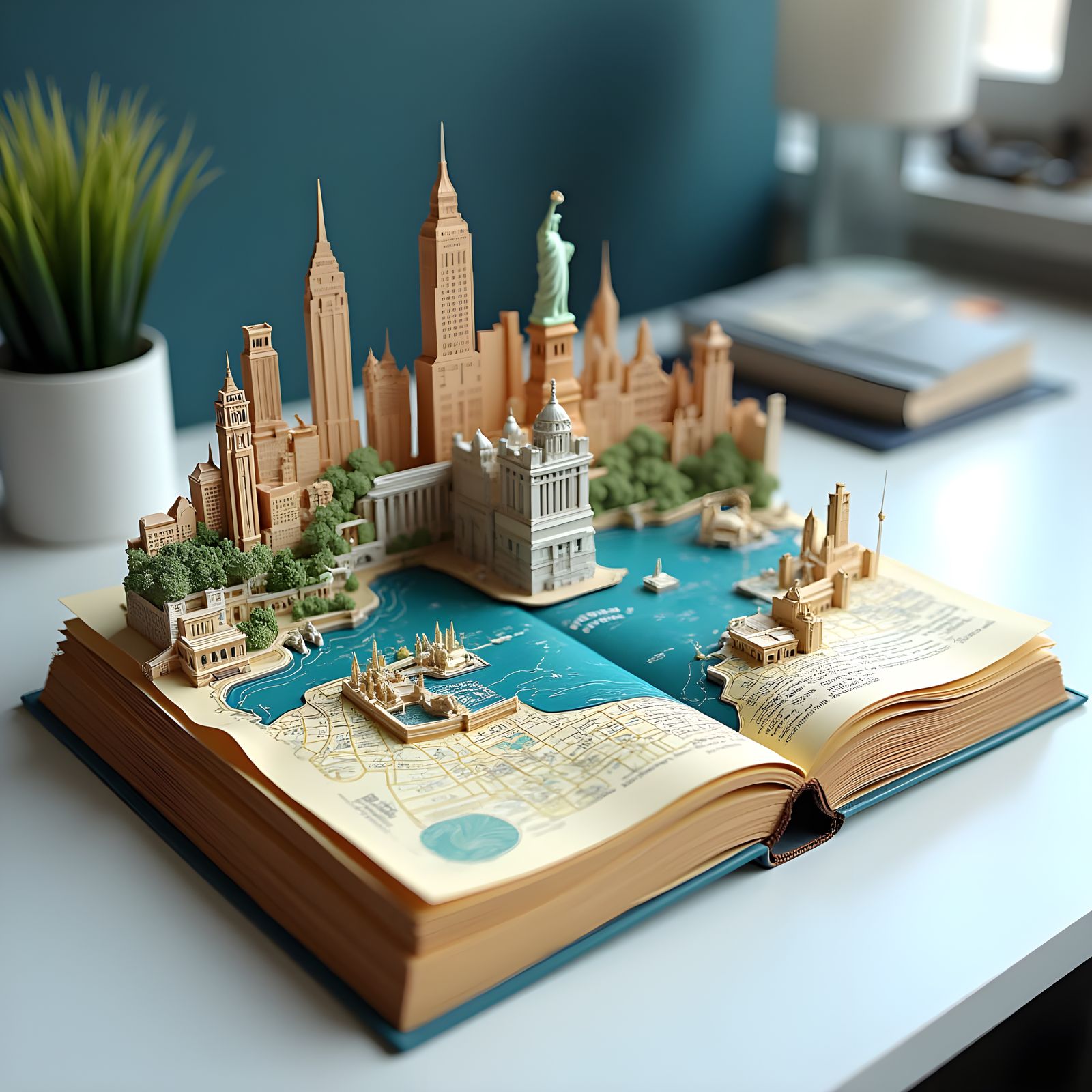 Detailed Pop-Up Book of USA Monuments