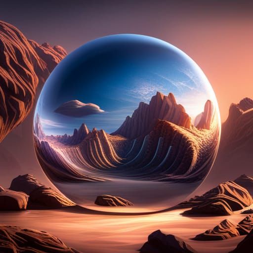 Fossil World Spirals Inside Crystal Ball