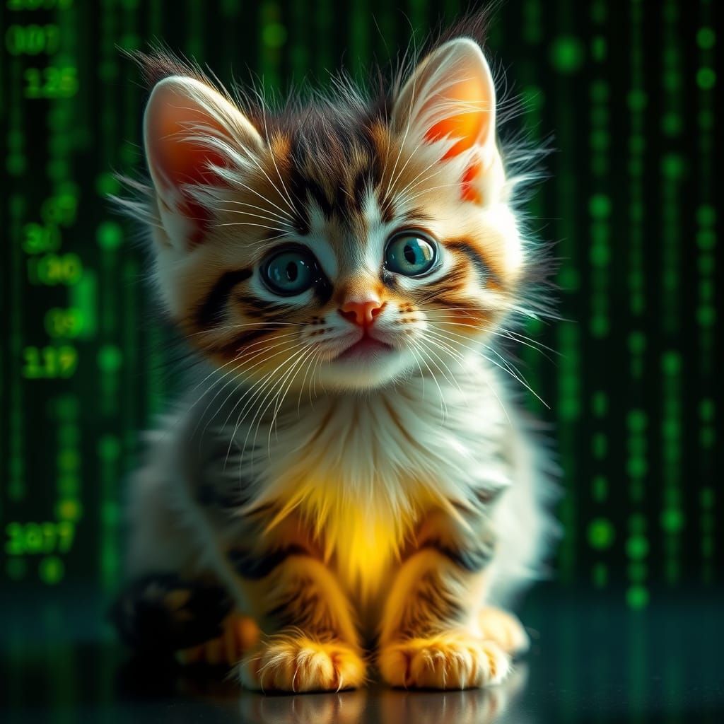 Kitten in Cyberpunk Code