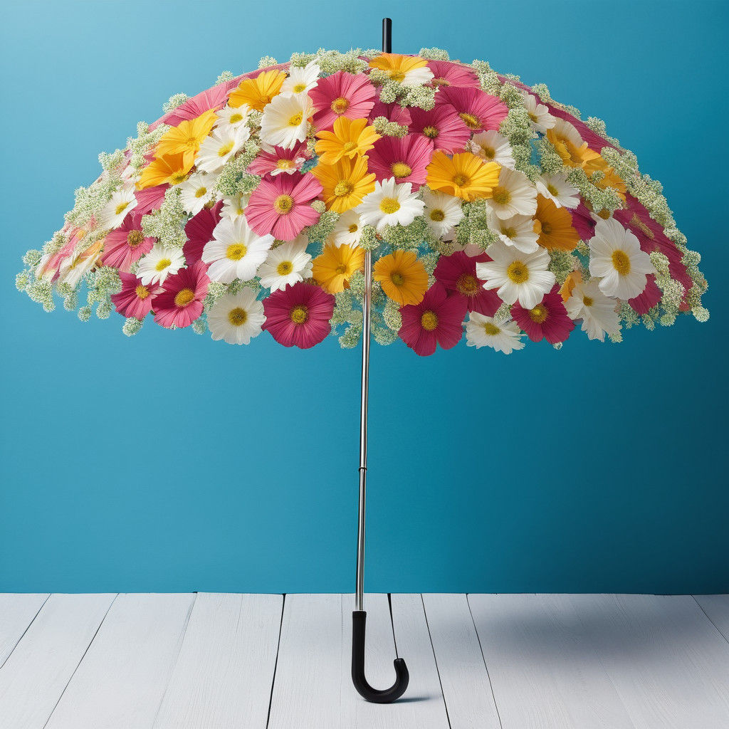 Vibrant Floral Umbrella in Whimsical Style