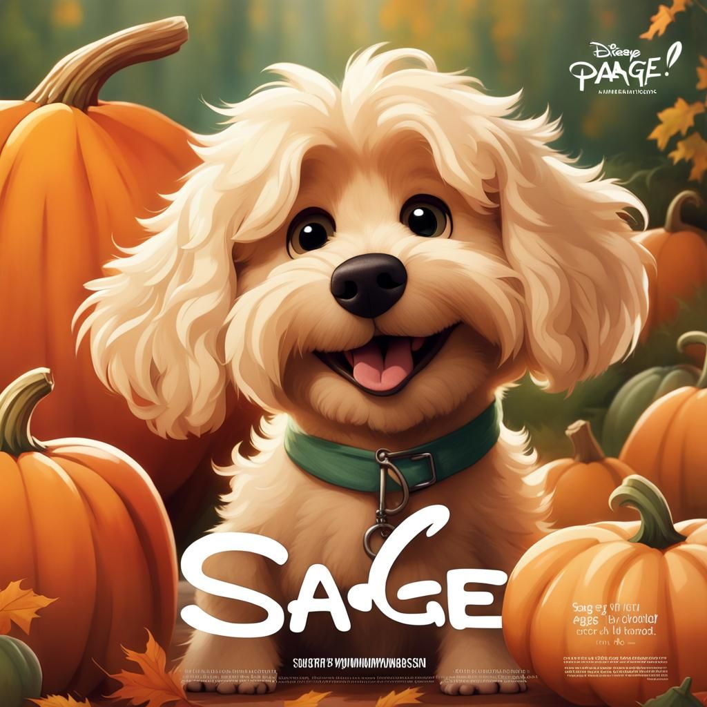 Disney Pixar-Style Poster of Doodle Dog Named Sage
