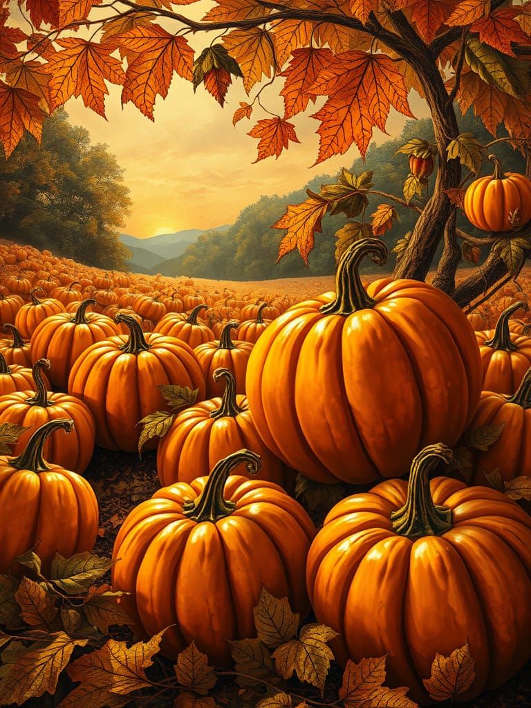 Opulent Autumn Harvest in Klimt Style with Art Deco & Nouvea...