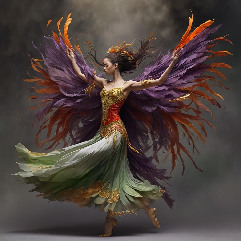 Dark Fantasy Ballerina in Art Nouveau Style