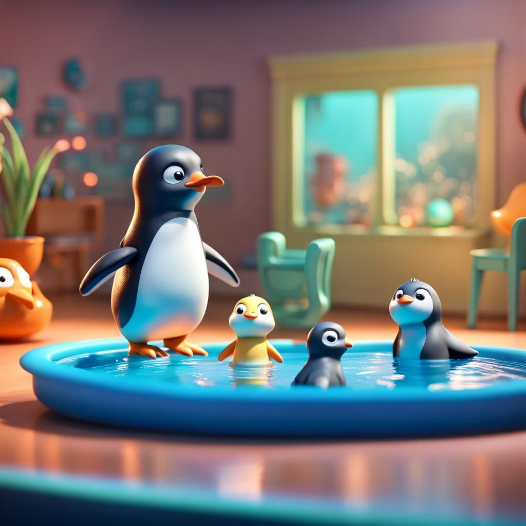 Penguin and Seal: Whimsical 3D Digital Art