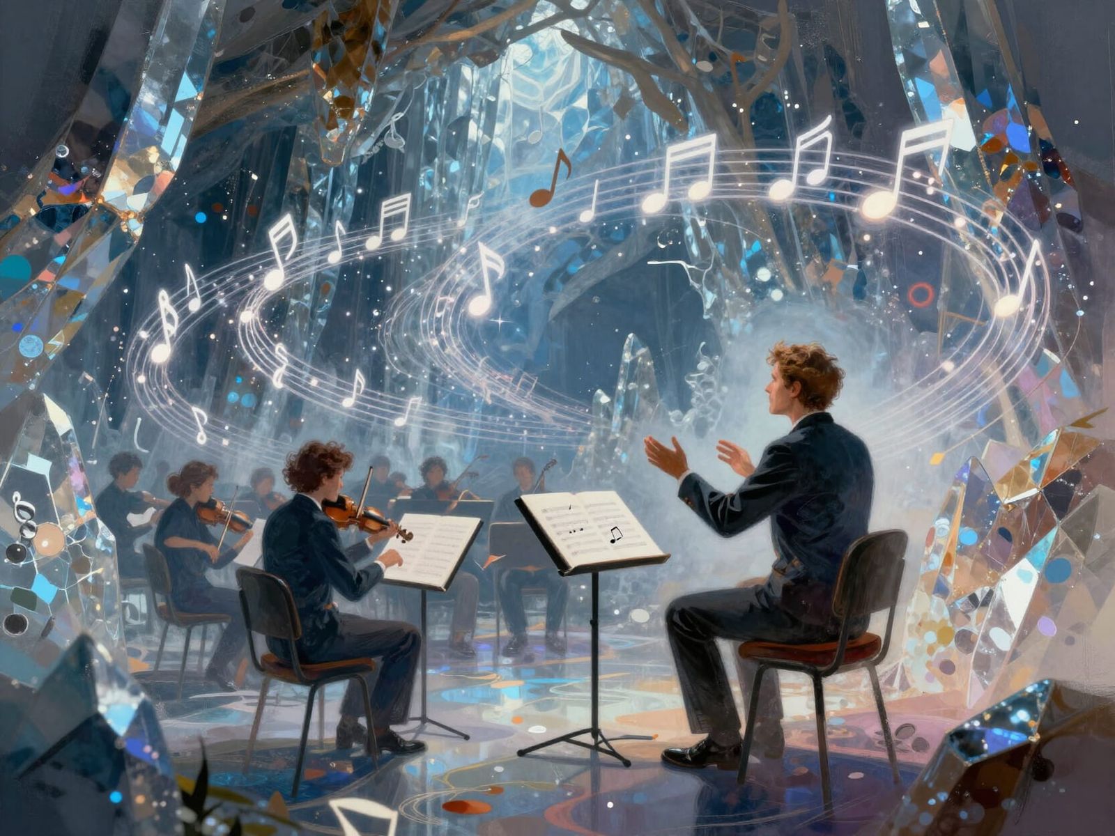 Composer Conducts Invisible Orchestra in Crystalline Cavern